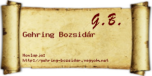 Gehring Bozsidár névjegykártya
